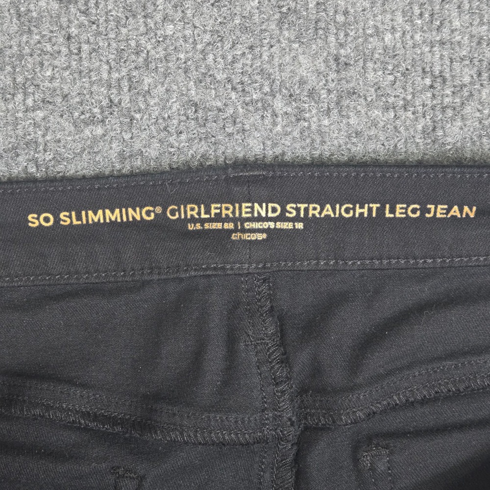Chico's Jeans Womens 8R So Slimming Girlfriend Straight Leg Black Stretch Denim - Picture 4 of 14